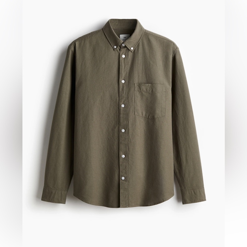 Olive Green Men's Shirt - NEW without tags, washed, never worn. Runs small.